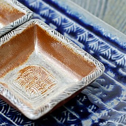 鹽釉燒印紋食器(局部):寶來窯
