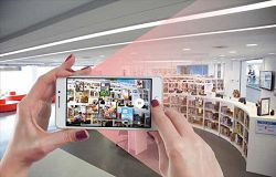 Beacon 可以結合AR 技術推出主題書展，透過手機螢幕，指引讀者取閱。（模擬示意圖）