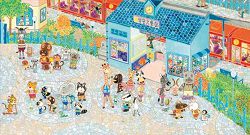 《猜一猜　我是誰？》是賴馬目前最滿意的作品，像作品中的這幅內圖，賴馬就隱藏了許多細節讓讀者尋找，甚至賴馬本人也藏身在畫當中。( 親子天下提供)