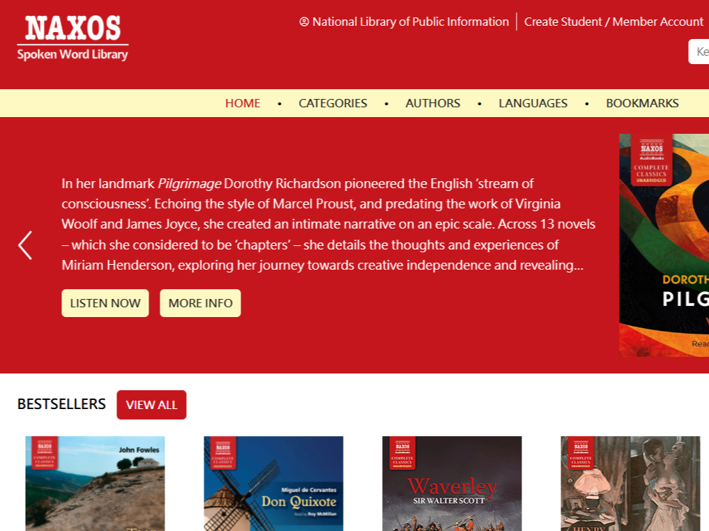 Naxos Spoken Word Library拿索斯線上有聲書圖書館
